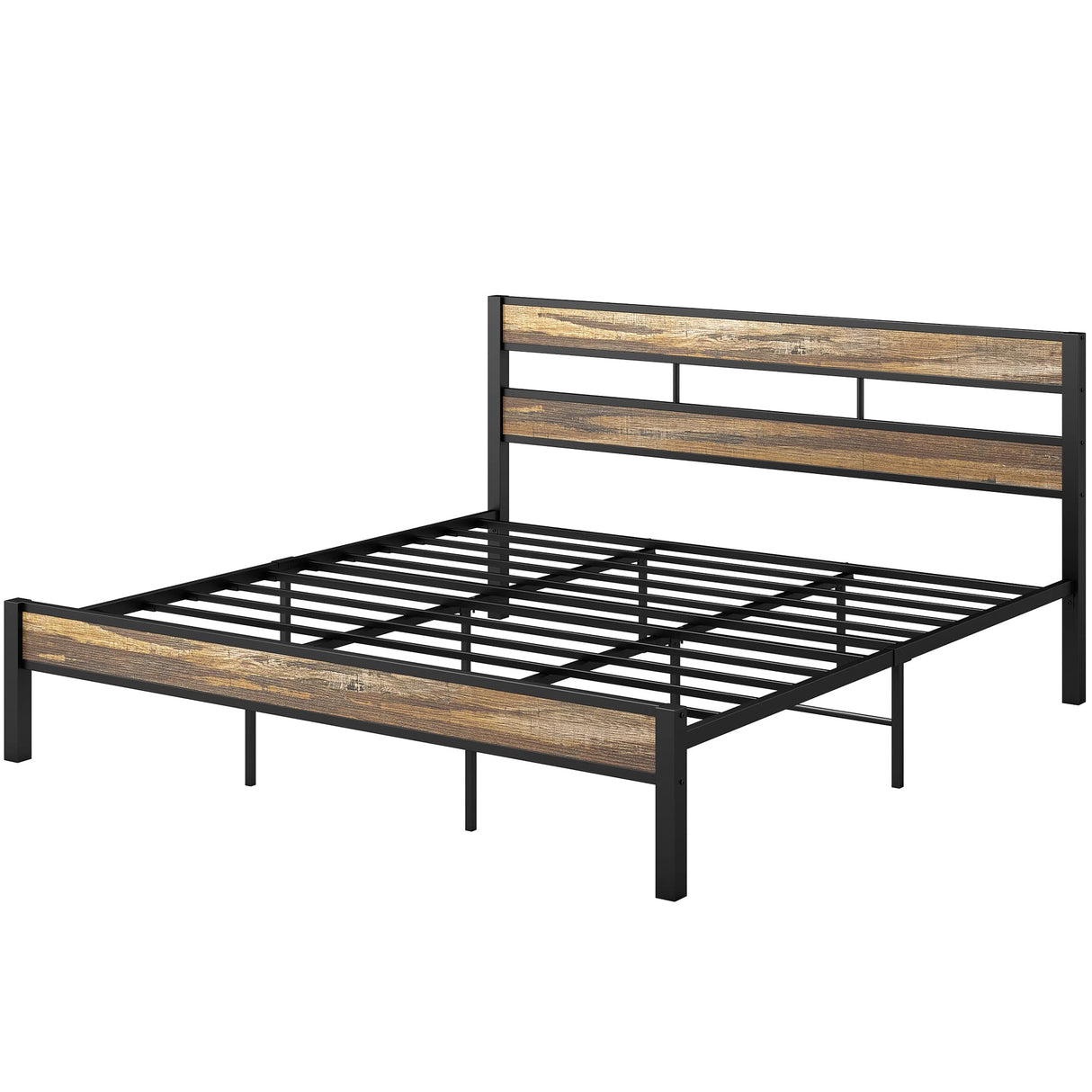 King Bed Frame and Headboard, Easy Assembly, Noise-Free, No Box Spring Needed