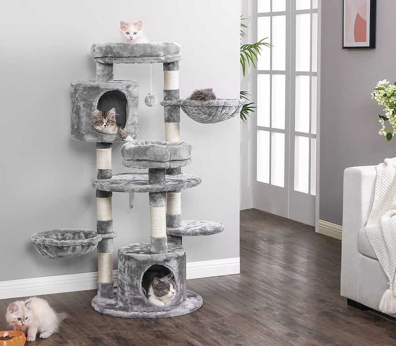 Cat Tree Round Cat Tower with Scratching Posts Cat Condo Pet Play House Cozy Basket