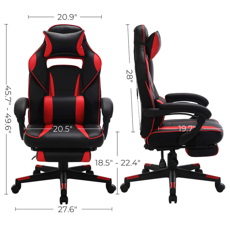 Racing Gaming Chair, Adjustable Ergonomic Office Chair with Footrest, Tilt Mechanism, Lumbar Support