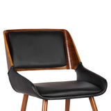 Panda Dining Chair in Black Faux Leather and Walnut Wood Finish