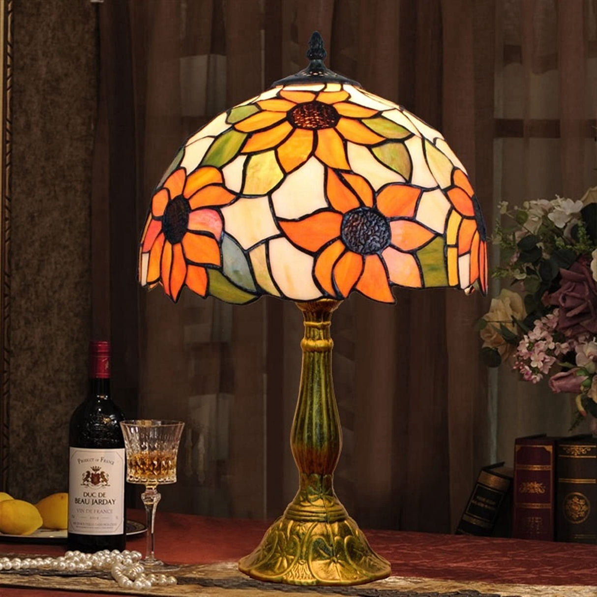 Tiffany Lamp Stained Glass Lamp Sunflower Yellow Bedroom