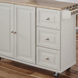 Mobile Kitchen Island Cart with Wood Drop Leaf Breakfast Bar