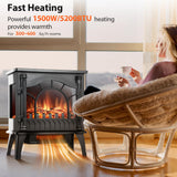 1500W Infrared Fireplace Heater with 3D Realistic Flame