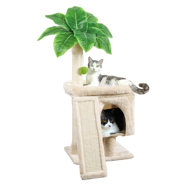 Cat Tower 33'' Cat Tree Indoor Palm Tree Large Cat Perch with Scratching Board Cat Tower