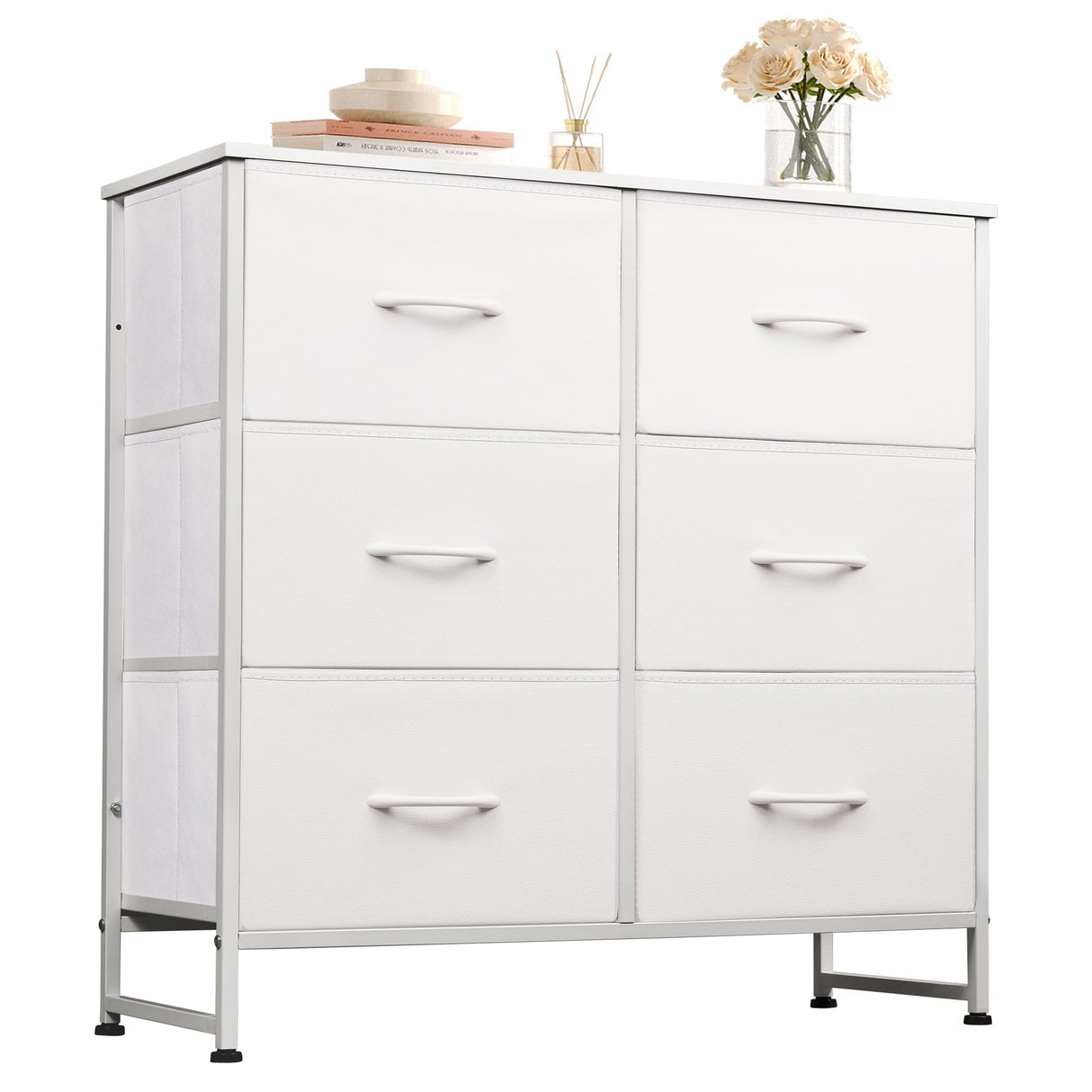 Fabric Dresser for Bedroom, 6 Drawer Double Dresser, Storage Tower with Fabric Bins