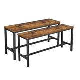 Dining Bench, Pair of 2, Industrial Style, Steel Frame, for Kitchen, Living Room