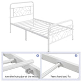 Twin Bed Frames Metal Platform Bed with Sparkling Star-Inspired Design Headboard