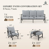 Patio Furniture Set, 2 x Cushioned Rocking Chair, 2 x Ottoman, 1 x 3-Seat Sofa