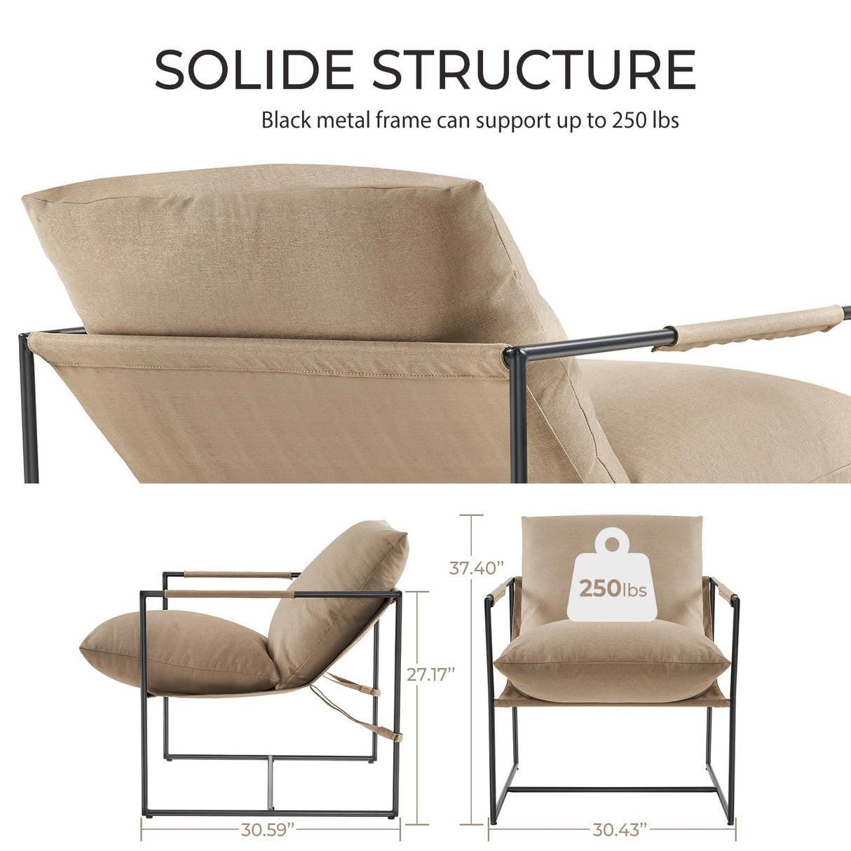 Basic Accent Sling Chair Modern Armchair for Living Room Bedroom Reading