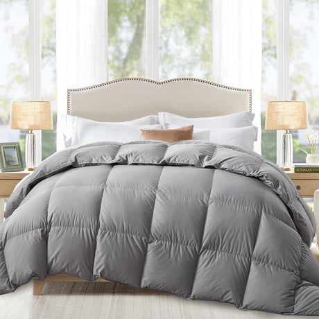 Fluffy Down Comforter California King Size All Season Duvet Insert Ultra-Soft Cotton Shell