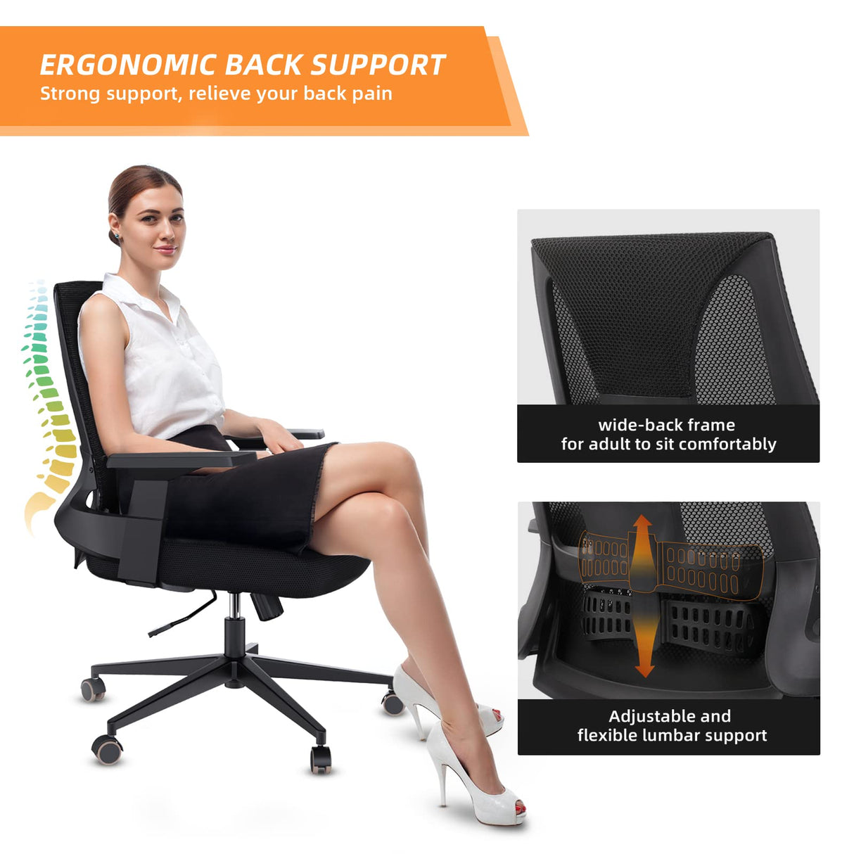 Big and Tall Office Chair 400lbs - Ergonomic Office Chair Computer Desk Chair