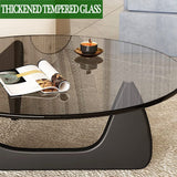 Triangle Coffee Table, Mid-Century Modern Coffee Table Wood Base Glass top