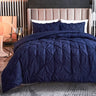 Pinch Pleated Navy Comforter Set Queen Size Bed, 3 Piece Pintuck Bedding Sets