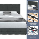 Upholstered Queen Size Platform Bed Frame with 4 Storage Drawers