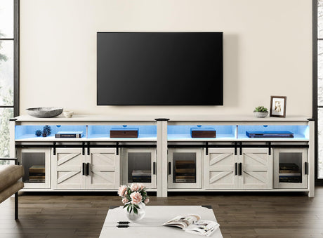 TV Stands for 100+ Inch TVs, 118" LED Farmhouse Entertainment Center