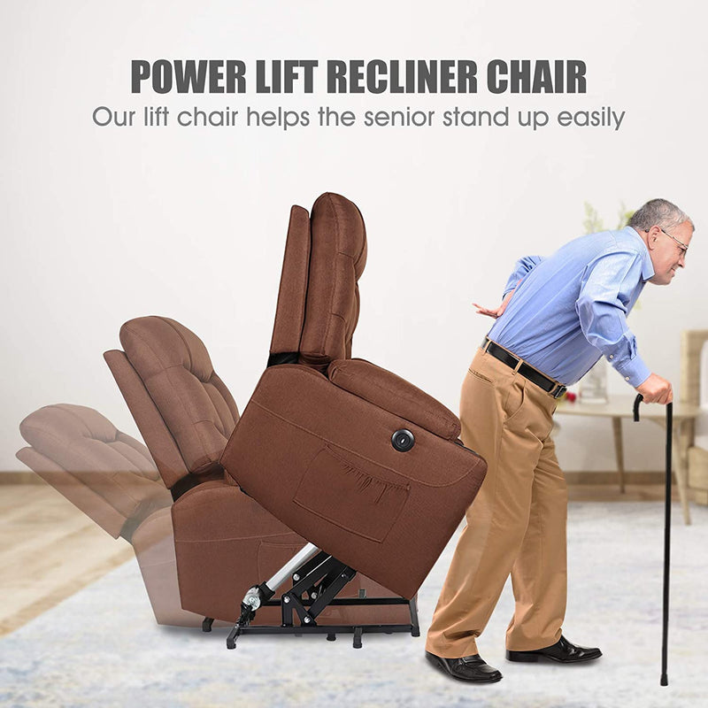 Power Lift Recliner Chair for Elderly with Heated Vibration Massage, Fabric Electric Power Recliner Chairs