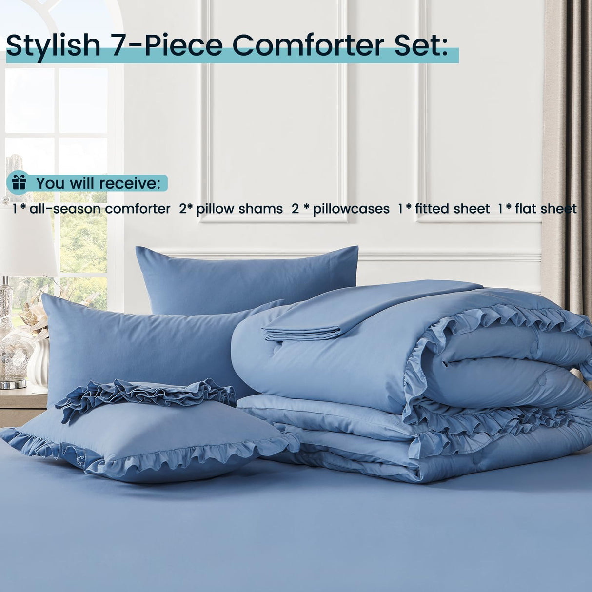 Queen Bed in a Comforter Set Queen, Ruffle Bedding Comforter Set