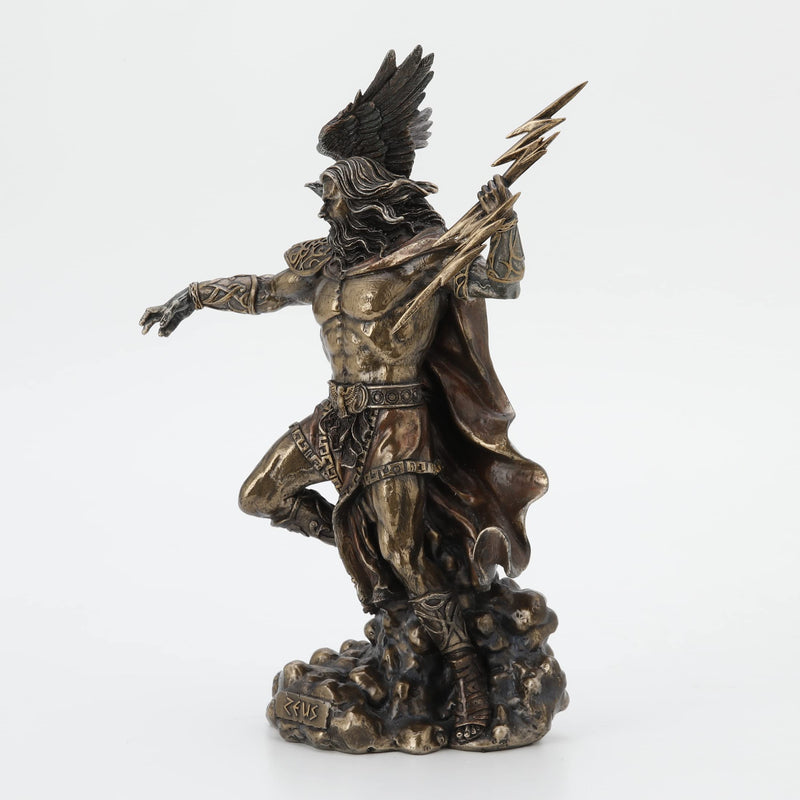 11 3/4" Zeus Greek God Holding Thunderbolt with Eagle Cold Cast Resin Statue