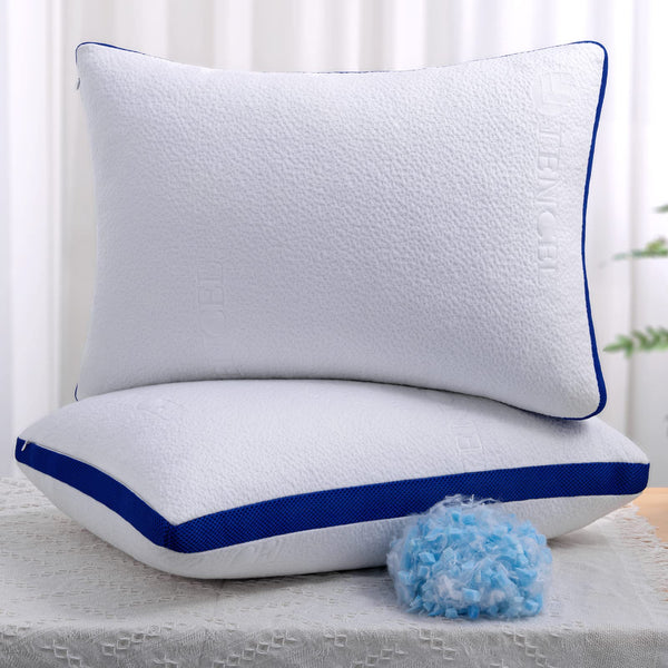 Cooling Bed Pillows for Sleeping 2 Pack Standard Size Shredded Memory Foam Pillows