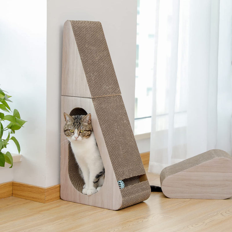 Cat Scratching Post, 2 in 1 Large 28.3" Corrugated Cat Scratcher Three Sided