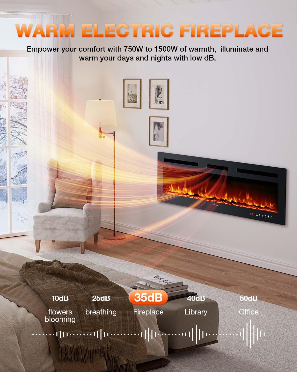 Realistic Flame Electric Fireplace Heater  Log Set/Crystal Flames