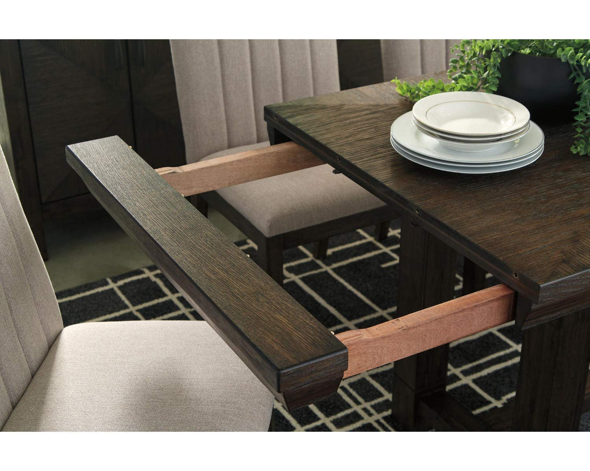 Dellbeck Casual Rectangular Dining Extension Table, Dark Brown