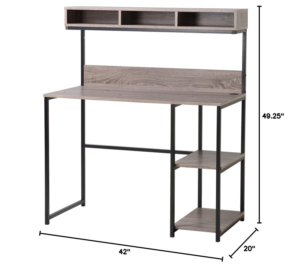 Daylicrew Urban Industrial 42" Home Office Desk & Hutch