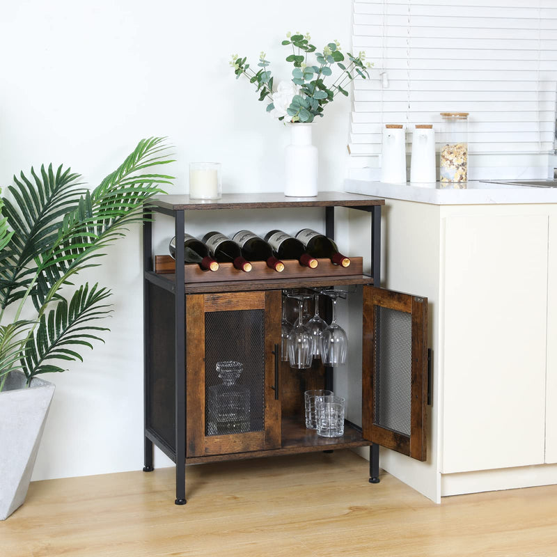 Wine Bar Rack Cabinet with Detachable Wine Rack, Coffee Bar Cabinet