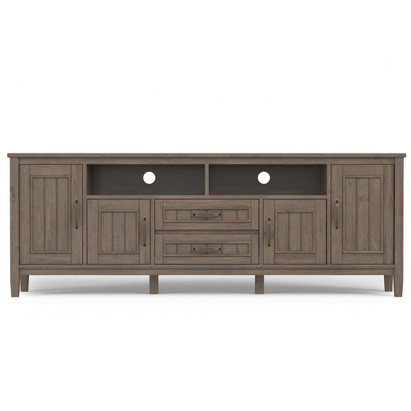 Lev SOLID WOOD 72 Inch Wide Contemporary TV Media Stand in Smoky Brown
