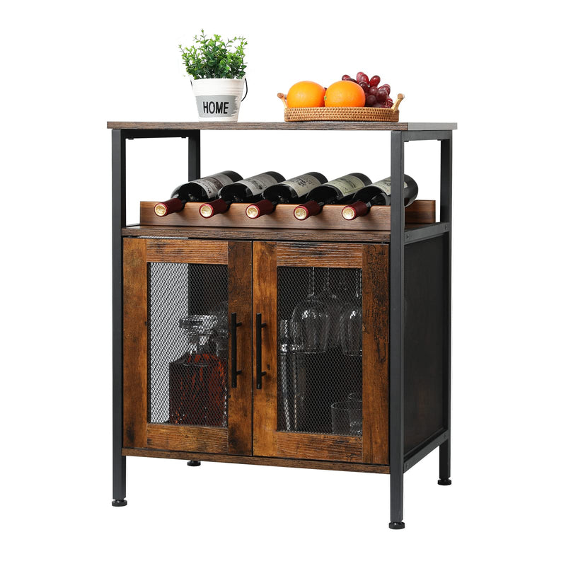 Wine Bar Rack Cabinet with Detachable Wine Rack, Coffee Bar Cabinet