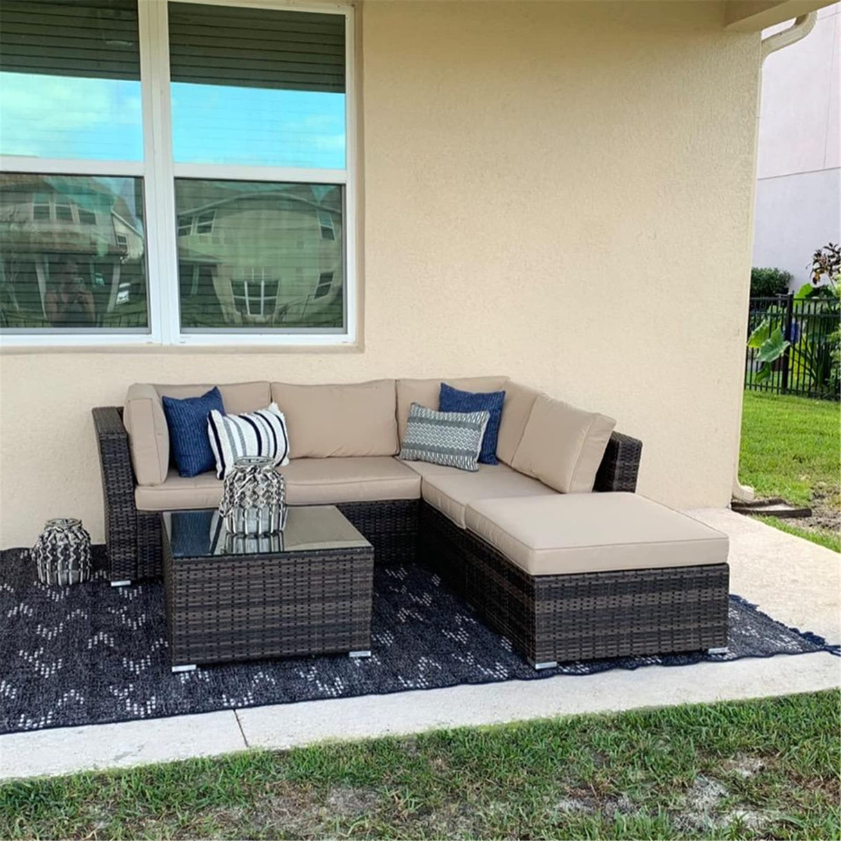 6-Piece Patio Furniture Set 83" x 81" Outdoor Sectional Sofa