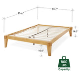 Chalipa 14” Queen Bed Frame - Solid Wood Platform Bed