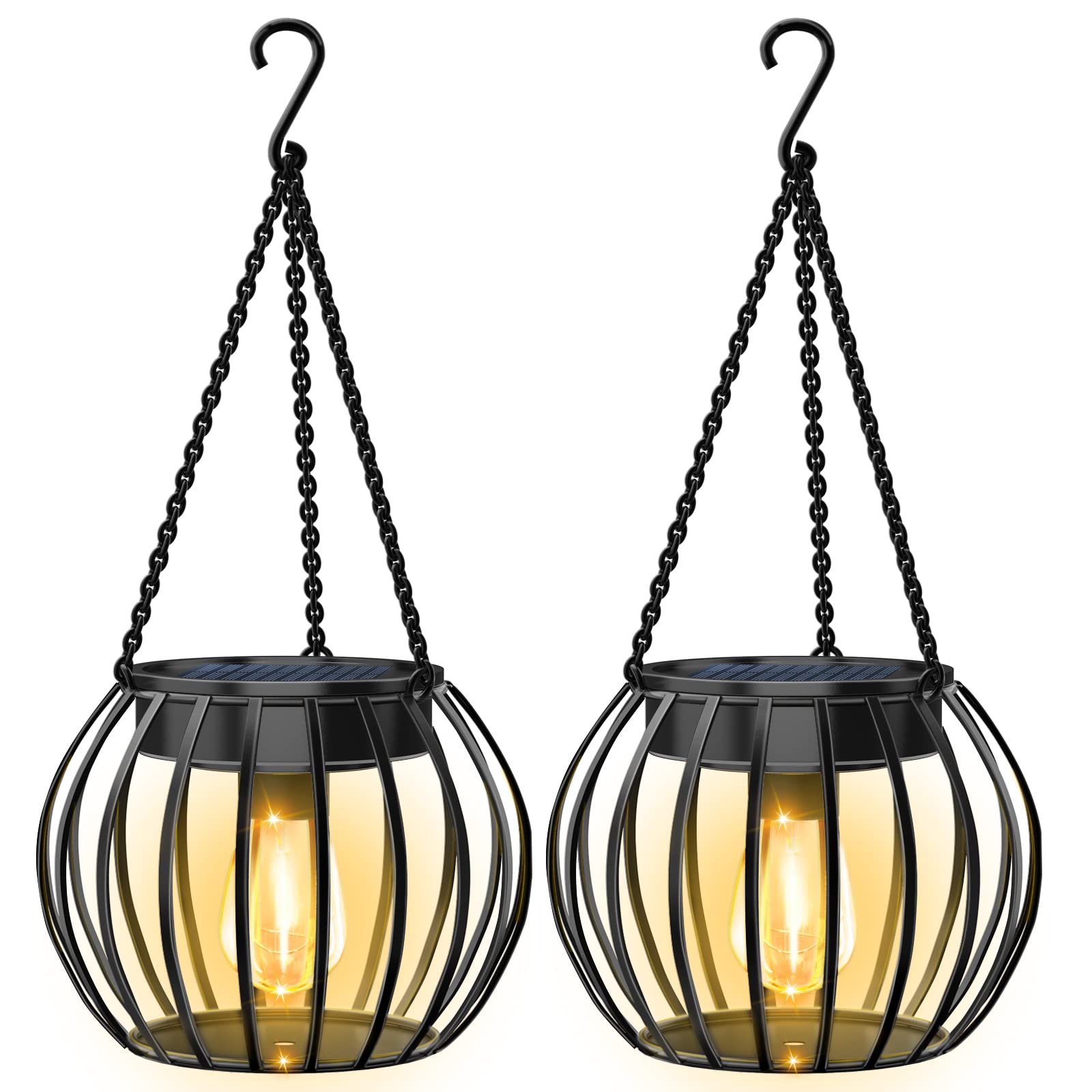 Solar Outdoor Lights Upgraded Hanging Solar Lantern Metal Solar Lights