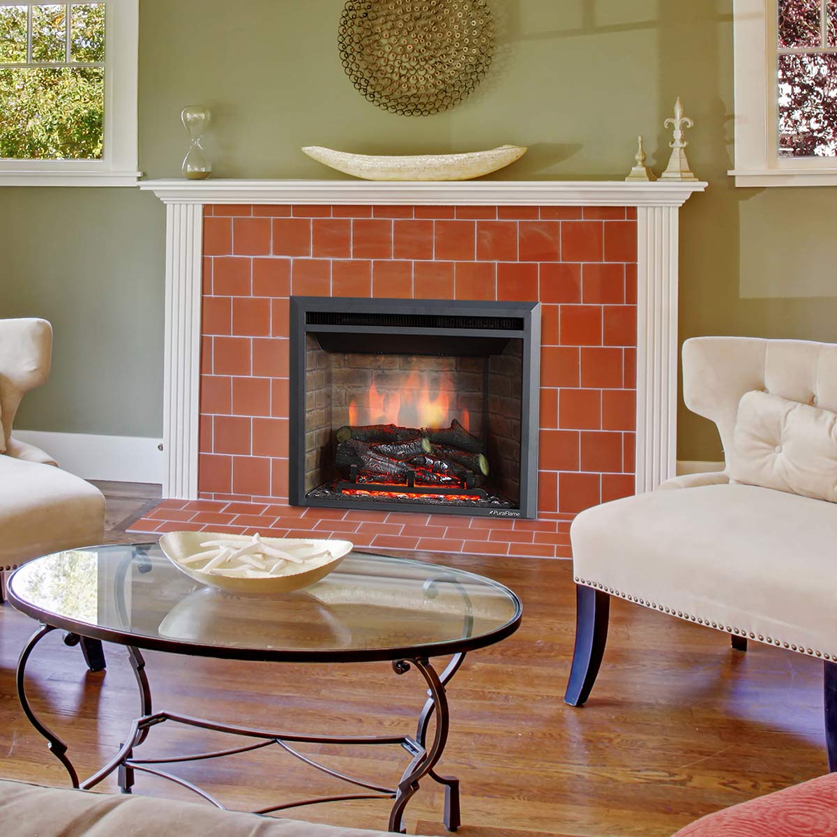 Western Electric Fireplace Insert with Fire Crackling Sound