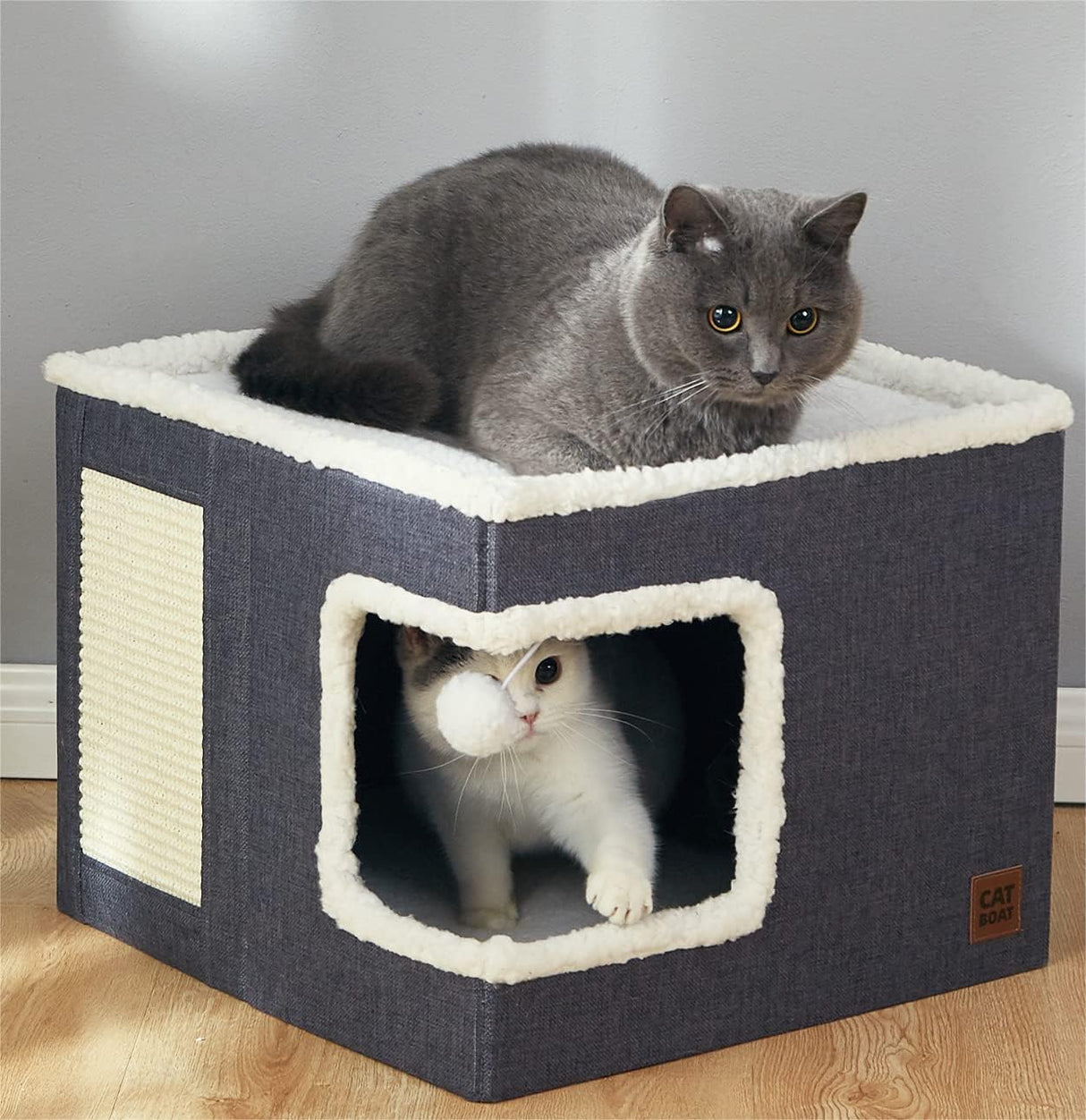 Cat Bed for Indoor Cats Cube House, Covered Cat Cave Beds & Furniture