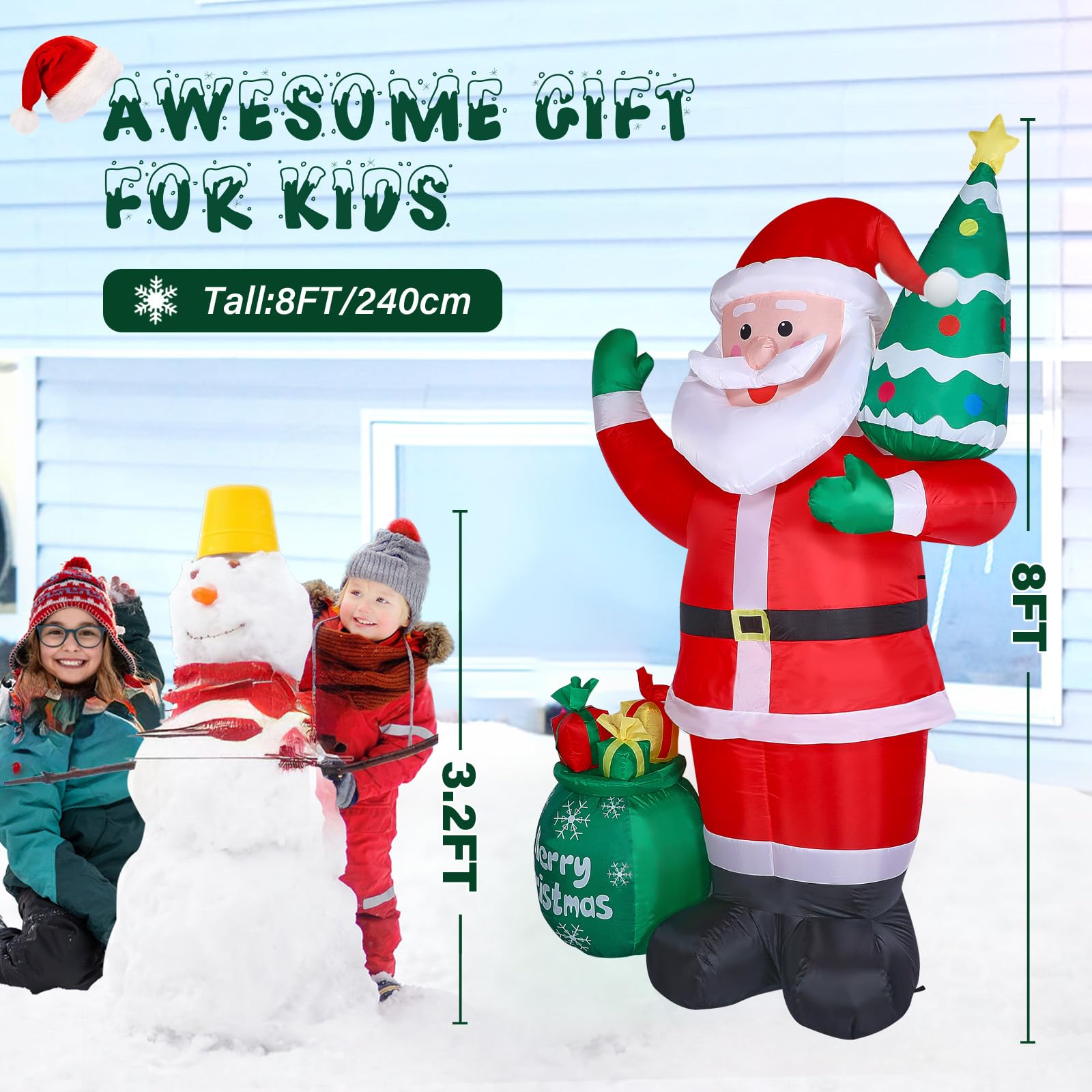 8 FT Christmas Inflatables Outdoor Decorations