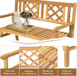 Patio Wooden Bench, 4 Ft Foldable Bench, Two Person Loveseat Chair