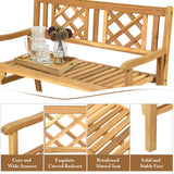 Patio Wooden Bench, 4 Ft Foldable Bench, Two Person Loveseat Chair