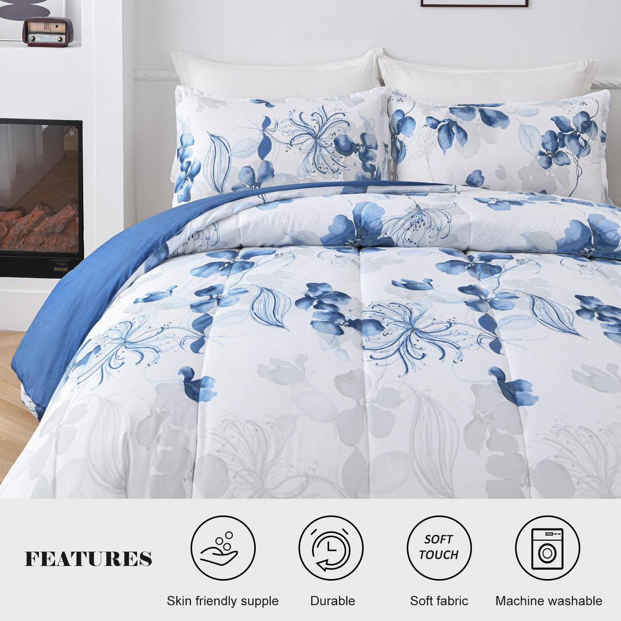 White Twin Comforter Bedding Set (90x68Inch)