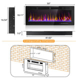 50 inch Electric Fireplace Recessed and Wall Mounted