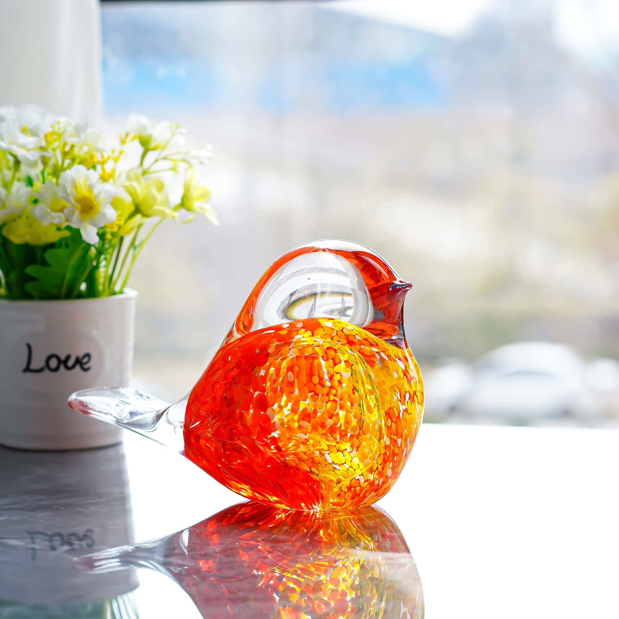 7inch Blown Glass Bird Figurine Collectibles Handcrafted Bird Paper