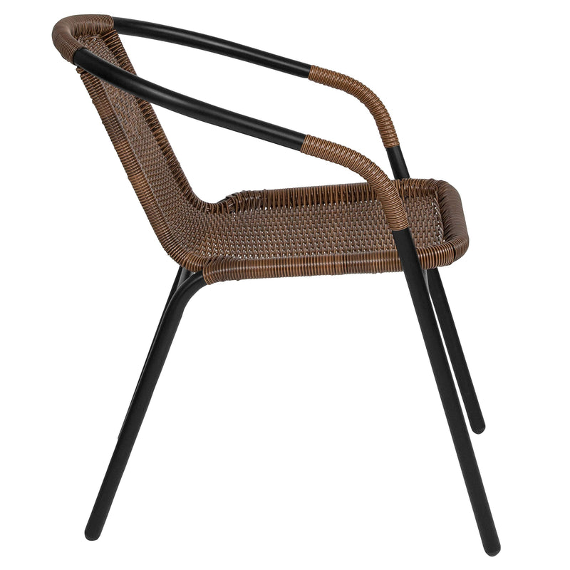 Patio Wicker Rattan Chair, Set of 4 Round Back Patio Dining Chairs