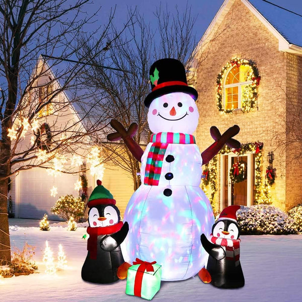 6ft Christmas Inflatables Outdoor Decorations, Blow Up Snowman Penguins Inflatable