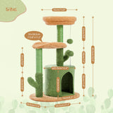 Cat Tree 32 Inches Cactus Cat Tower with Sisal Covered Scratching Post, Cozy Condo