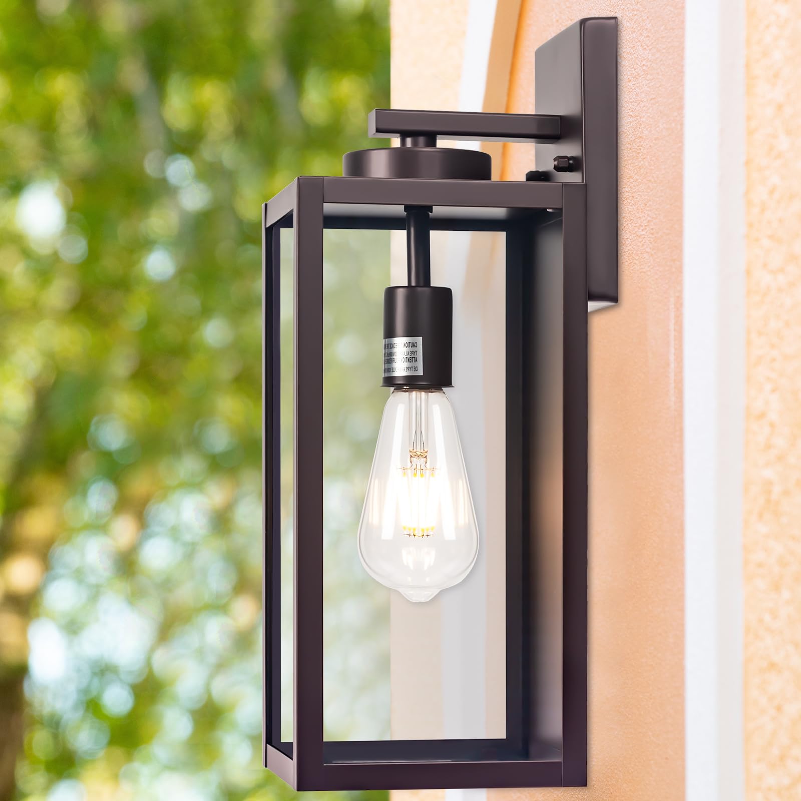 Oil-Rubbed Bronze Wall Light Fixture, Large 16" ORB Exterior Wall Lantern