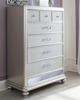 Coralayne Glam 5 Drawer Chest with Faux Shagreen Drawer Fronts