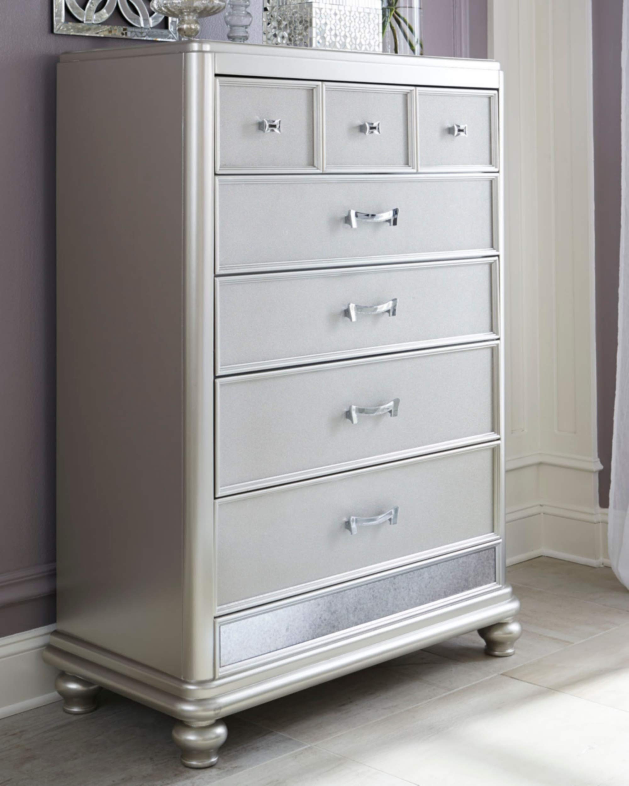 5 Drawer Chest with Faux Shagreen Drawer Fronts