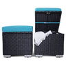 Outdoor Ottoman Patio Foot Rest 2 Pieces PE Rattan Foot Stool with Storage