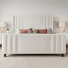 Queen Size Platform Bed Frame, Upholstered Bed with Vertical Channel Tufted Wingback