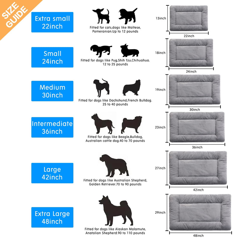 Dog Beds Crate Pad for Medium/Large Dogs Fit Metal ,Ultra Soft, Washable & Anti-Slip Kennel Pad for Dogs Cozy Sleeping Mat,Gray 36inch